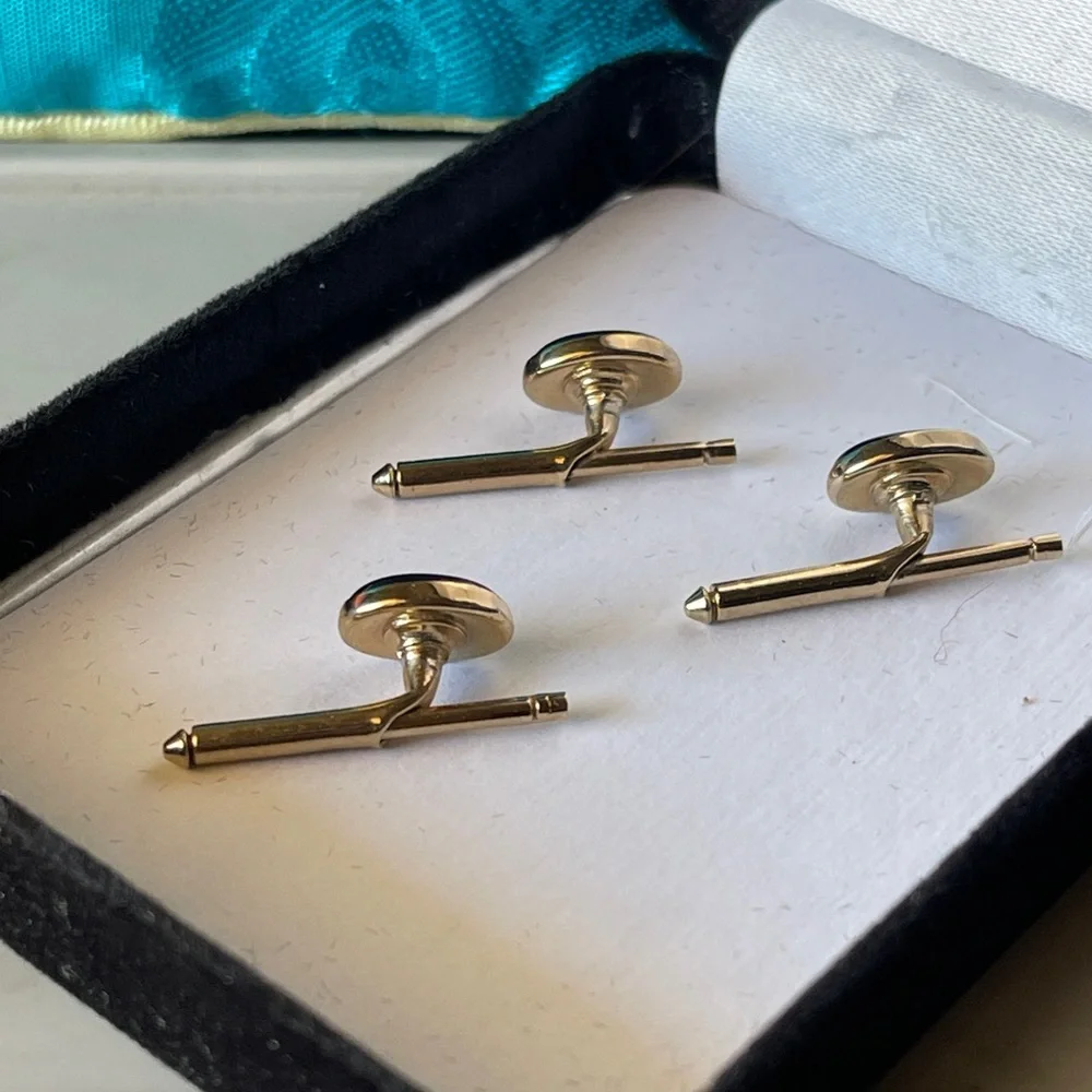 Gold Tone Black Onyx Cufflinks